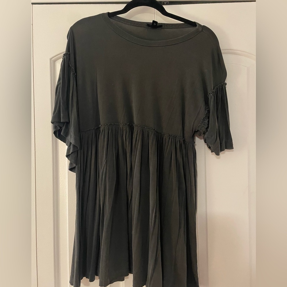 Aqua Charcoal Gray Knit Top